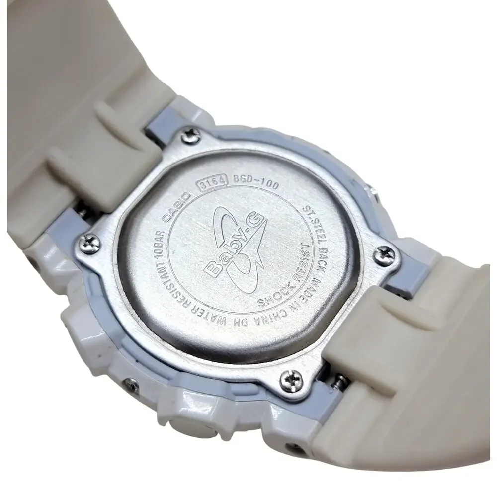 Casio Baby-G BGD-100 Womens Digital Watch White Blue Shock Resist New Battery